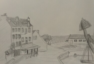 Dessin intitulée "Port Tudy" par Ronan Le Morvan, Œuvre d'art originale, Crayon