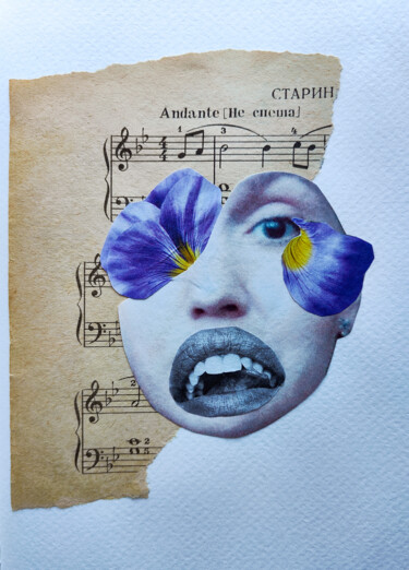 Violet collage abstract bright contemporary art Malarstwo zatytułowany „Violet collage abst…” autorstwa Leetruka, Oryginalna praca, Kolaże