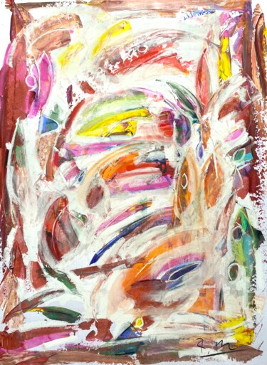 Painting titled "Fleur croissante en…" by Regine Blot, Original Artwork, Acrylic Mounted on Wood Panel