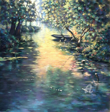 Peinture intitulée "Fraîcheur verdoyante" par Jean-Paul Ramon, Œuvre d'art originale, Pastel