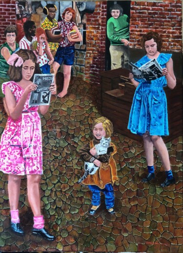 Peinture intitulée "Readers" par Cecil Williams, Œuvre d'art originale, Huile