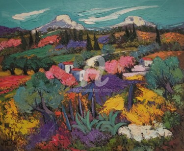 Peinture intitulée "Les arbres roses" par Milorv, Œuvre d'art originale, Huile