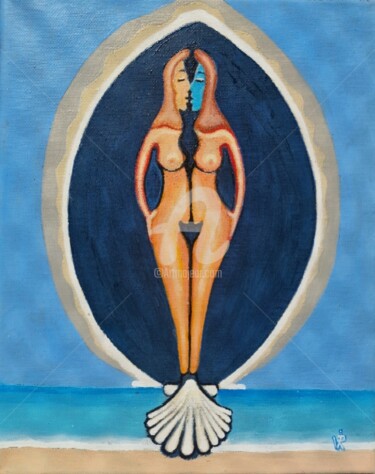 Painting titled "Venus rising from t…" by Krisline, Original Artwork, Oil