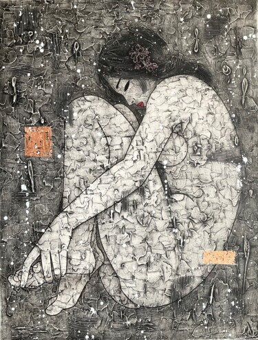 绘画 标题为“Nuit tranquille” 由Changzheng Zhu, 原创艺术品, 丙烯 安装在木质担架架上