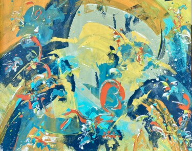 GENESIS IO3 Malerei mit dem Titel "GENESIS IO3" von Delphine Bernard, Original-Kunstwerk, Acryl Auf Karton montiert