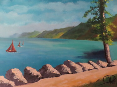 Peinture intitulée "Lac d'Annecy" par Jean-Claude Plet, Œuvre d'art originale, Acrylique Monté sur Châssis en bois
