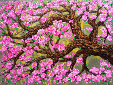 Ζωγραφική με τίτλο "Peach blossom in Sp…" από Anh  Tuan Le, Αυθεντικά έργα τέχνης, Ακρυλικό
