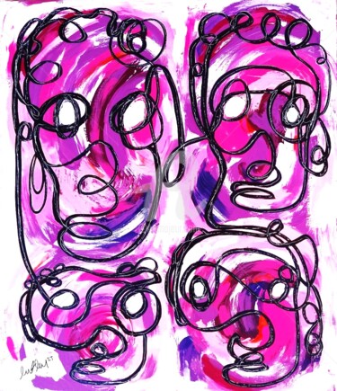 Abstract faces. Series. (8) Painting titled "Abstract faces. Ser…" by Murat Rey, Original Artwork, Acrylic