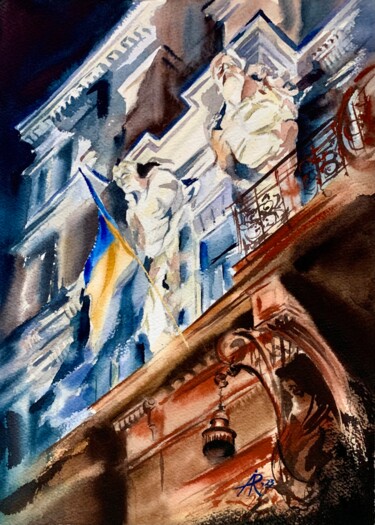 Atlanteans -2, Chernivtsi, Ukraine 🇺🇦 Painting titled "Atlanteans -2, Cher…" by Ira Popovych, Original Artwork, Watercolor