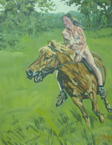 绘画 标题为“girl on horse 001” 由James Wardroper, 原创艺术品, 油
