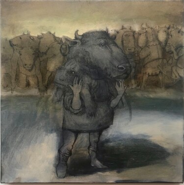 another Minotaur from an intelligent family (left) 绘画 标题为“another Minotaur fr…” 由Sergii Shkoliar, 原创艺术品, 丙烯 安装在木质担架架上