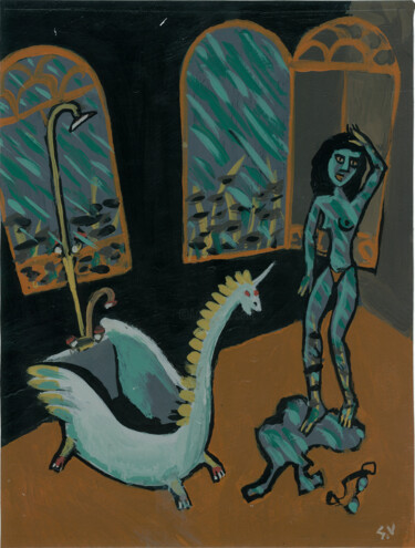Madame pluie 绘画 标题为“Madame pluie” 由Serge Voulouzan, 原创艺术品, 丙烯