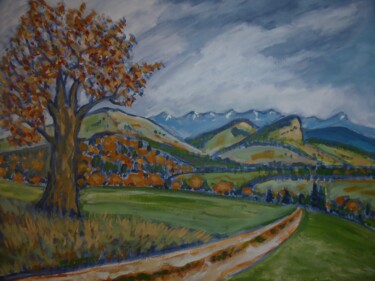 Peinture intitulée "Paysage des Hautes-…" par Nicolas Cavuoto, Œuvre d'art originale, Huile Monté sur Châssis en bois