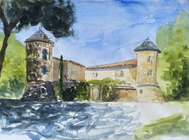 Château de Mouans-Sartoux, Provence. Painting titled "Château de Mouans-S…" by Alain Crousse (ACWATERCOLORS), Original Artwork, Watercolor