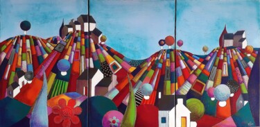 Les champs barbeaux 4 Peinture intitulée "Les champs barbeaux…" par Marie-Pierre Jan, Œuvre d'art originale, Acrylique Monté sur Châssis en bois