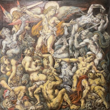 Pittura intitolato "Низвержение Сатаны" da Oleg Litvinov, Opera d'arte originale, Olio