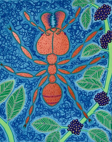 Painting titled "Una Hormiga" by Jorge Gonzalez, Original Artwork, Acrylic Mounted on Wood Stretcher frame