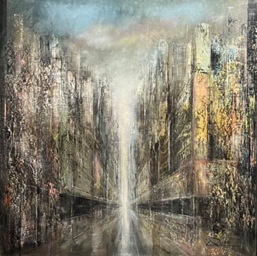 绘画 标题为“CHIMERICAL CITY” 由Richard Dubure, 原创艺术品, 油 安装在木质担架架上