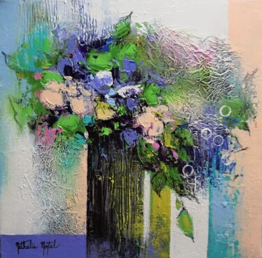 douces fleurs Peinture intitulée "douces fleurs" par Nathalie Montel, Œuvre d'art originale, Acrylique Monté sur Châssis en bois