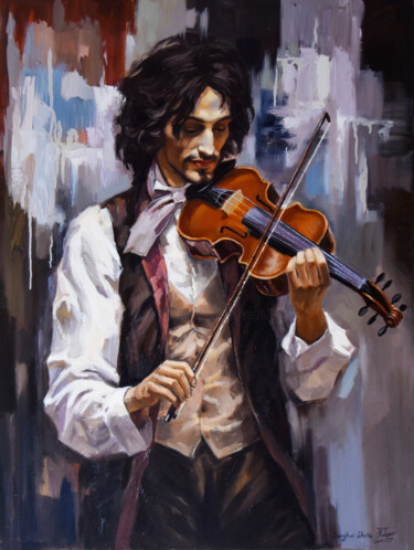 The passion of Niccolò Paganini II Malerei mit dem Titel "The passion of Nicc…" von Serghei Ghetiu, Original-Kunstwerk, Öl Auf Keilrahmen aus Holz montiert