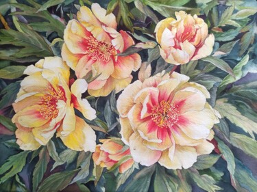 Yellow blossom Malerei mit dem Titel "Yellow blossom" von Svitlana Oleksandrova, Original-Kunstwerk, Aquarell