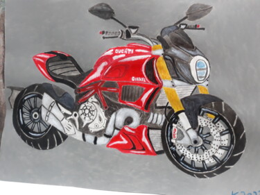 Pittura intitolato "DUCATI DIAVEL 2" da Kenidy Oliveira, Opera d'arte originale, Acrilico