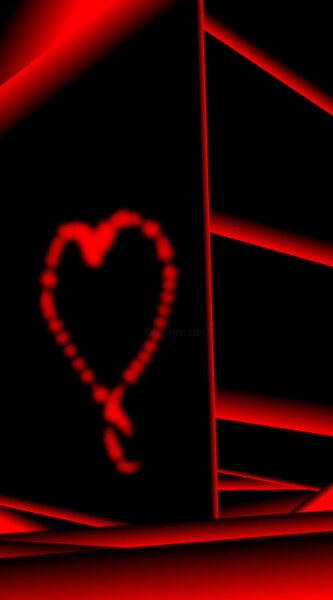 Painting titled "The red heart" by Shirley Jacobsen, Original Artwork, Digital Painting