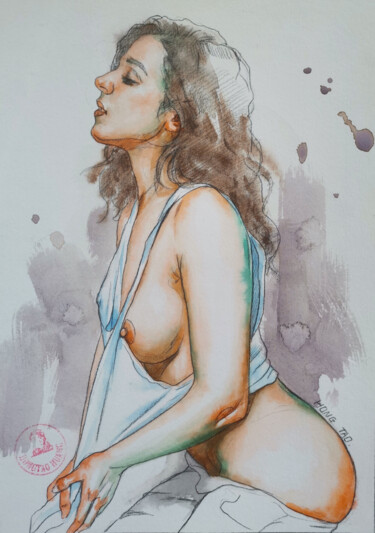 Peinture intitulée "Feeling" par Hongtao Huang, Œuvre d'art originale, Aquarelle