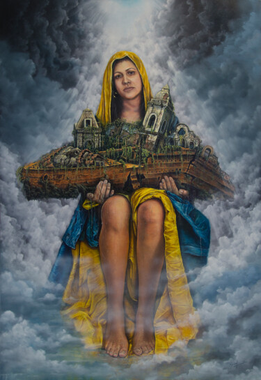 Pittura intitolato "La piedad" da Roniel Llerena Andrade, Opera d'arte originale, Olio