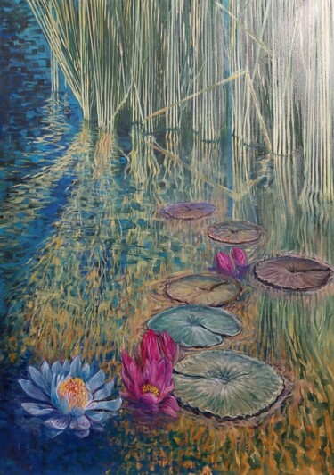 Pittura intitolato "Riflessi" da Mario Felice Lattuada, Opera d'arte originale, Olio Montato su artwork_cat.