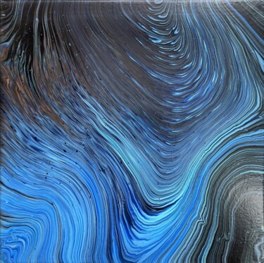 Peinture intitulée "Compression bleutée" par Françoise Petitjean, Œuvre d'art originale, Acrylique Monté sur Châssis en bois