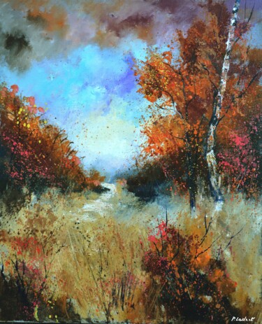 Malerei mit dem Titel "Autumn light 56" von Pol Ledent, Original-Kunstwerk, Öl Auf Keilrahmen aus Holz montiert
