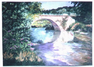 le pont sur l'Argens. Var Peinture intitulée "le pont sur l'Argen…" par Géraldine Streichert, Œuvre d'art originale, Huile