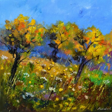 제목이 "Orchard"인 미술작품 Pol Ledent로, 원작, 기름 나무 들것 프레임에 장착됨