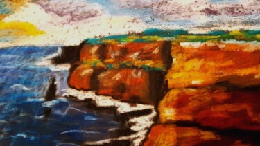 Cliffs of Moher Painting Malerei mit dem Titel "Cliffs of Moher Pai…" von Maryna Yasar, Original-Kunstwerk, Pastell