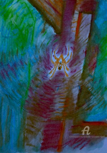 Painting titled ""Bioworldnet"" by Slobodan Spasojevic (Spaki), Original Artwork, Pastel