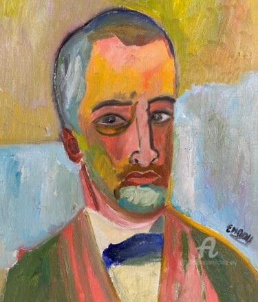 "Cuno Amiet" 绘画 标题为“"Cuno Amiet"” 由Claire Marie Gay, 原创艺术品, 油 安装在木板上