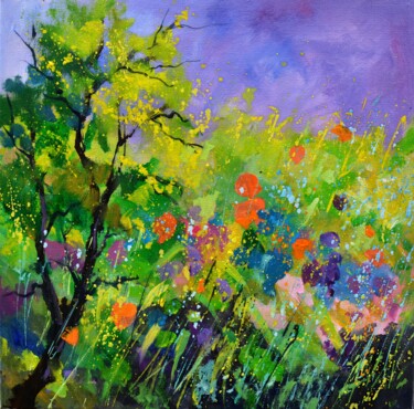 Malerei mit dem Titel "Summer garden 55" von Pol Ledent, Original-Kunstwerk, Öl Auf Keilrahmen aus Holz montiert