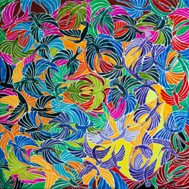 Pittura intitolato "Kolibry / Hummingbi…" da Dorota Szpil, Opera d'arte originale, Tempera