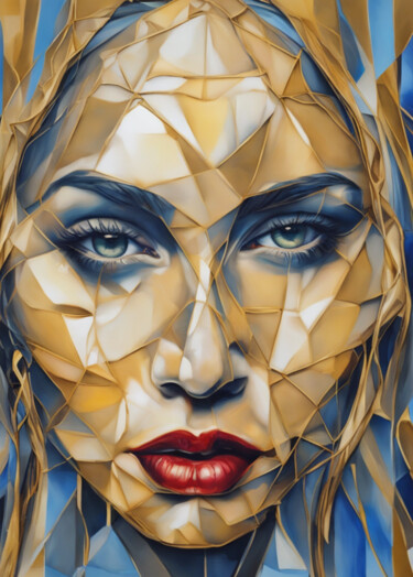 Digital Arts titled "Abstract face" by Pict T Mosb, Original Artwork, AI generated image
