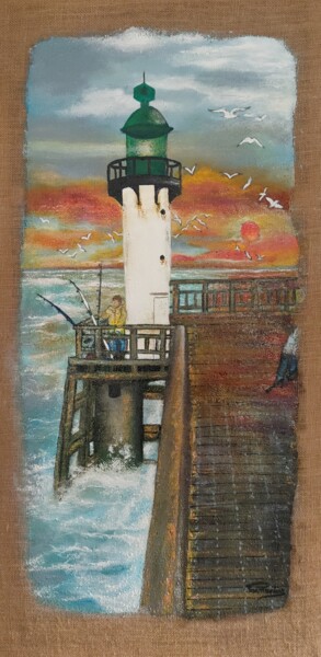 Peinture intitulée "UN SOIR D' ETE, À L…" par Brigitte Parmentier, Œuvre d'art originale, Pastel Monté sur Châssis en bois