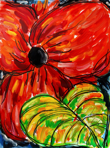 Peinture intitulée "Cœur de fleur1" par Jean Mirre, Œuvre d'art originale, Huile