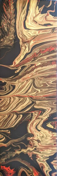 Peinture intitulée "Une plume dorée au…" par Françoise Petitjean, Œuvre d'art originale, Acrylique Monté sur Châssis en bois