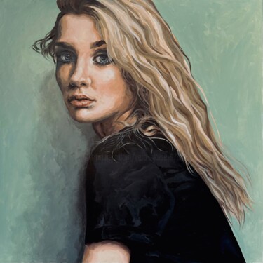 Portrait - Agathe 绘画 标题为“Portrait - Agathe” 由Véro Blaise, 原创艺术品, 丙烯 安装在木质担架架上