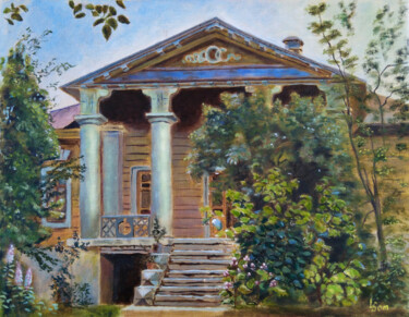 Landscape - An old mansion in the garden Painting titled "Landscape - An old…" by Liubov Samoilova, Original Artwork, Oil