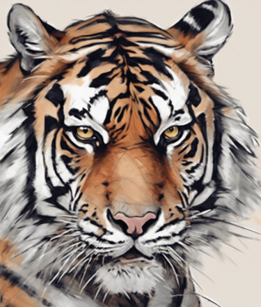 数字艺术 标题为“Portrait tiger” 由Pict T Mosb, 原创艺术品, AI生成的图像