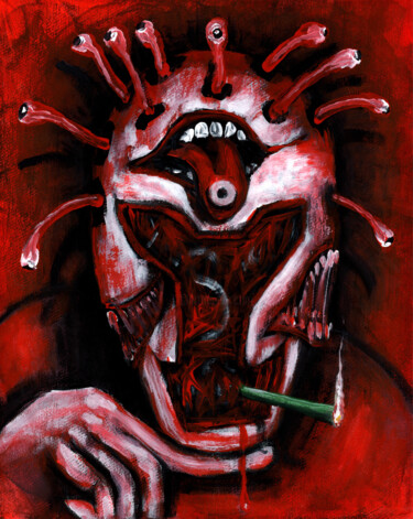 Painting titled "Dead god" by Vaxo Lang, Original Artwork, Acrylic