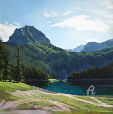 Mountain lake in the afternoon 绘画 标题为“Mountain lake in th…” 由Tatiana Votkal, 原创艺术品, 油