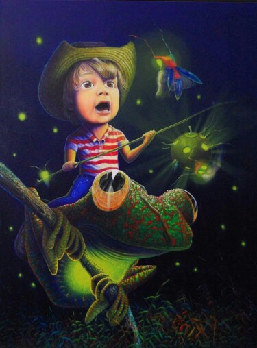 "CAZADOR DE COCUYOS",ORIGINAL OLEO SOBRE LIENZO. Painting titled ""CAZADOR DE COCUYOS…" by Alain Donate Hernandez, Original Artwork, Oil