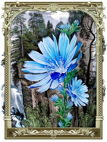 Blaue Blümchen Arte digitale intitolato "Blaue Blümchen" da Konstantin Avdeev, Opera d'arte originale, Stampa digitale